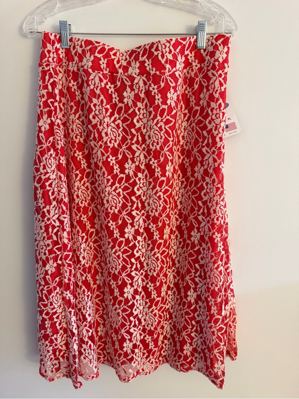 Women's Red Lace Overlay Skirt